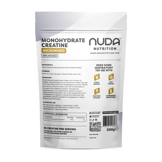 Nuda Creatine Monohydrate Micronised Powder (300g)
