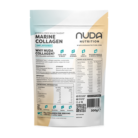 Nuda Marine Collagen 300g pouch — wild-caught, no smell or taste